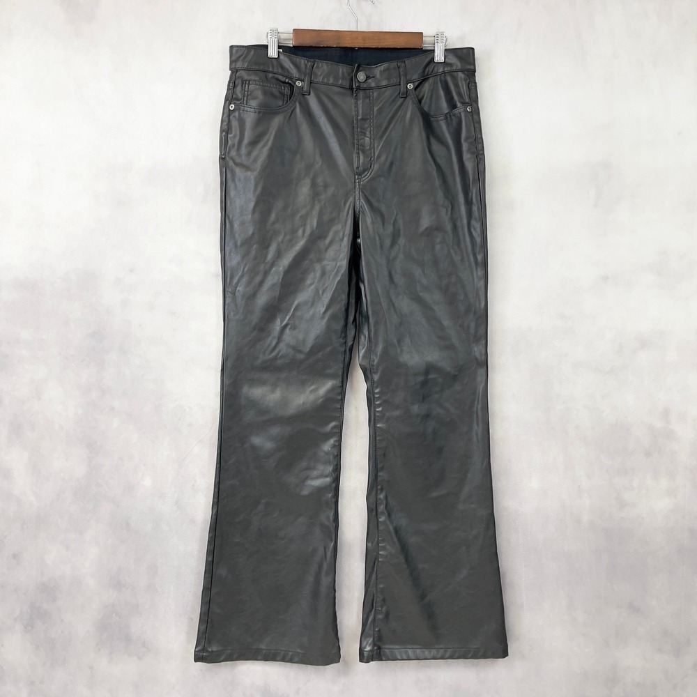 Gap Womens 70s‎ Flare Faux Leather Pants Size 14 High Rise Rocker Street Grunge